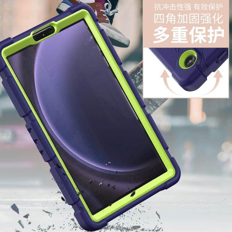 Samsung Galaxy Tab A9 3-layer protection screen frame showcasing hard PC covers and soft silicone shell for comprehensive protection.